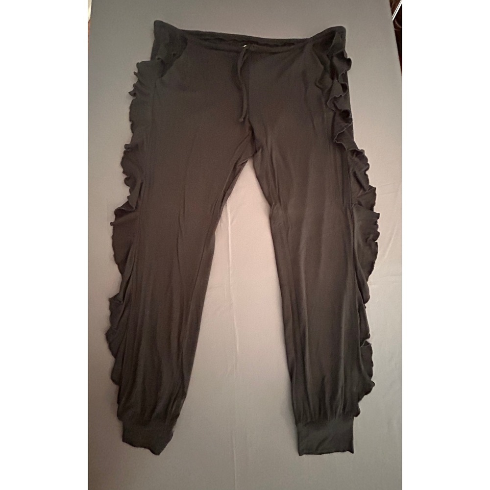 NWT Chaser‎ Black Ruffle Side Joggers Drawstring Lounge Pants Medium